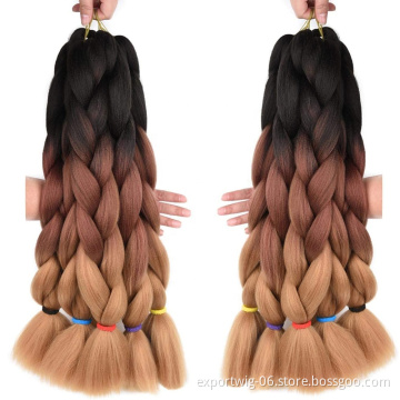 24inch cheap synthetic Hair Box Braids Jumbo crochet braided hair extension bulk expression braiding hair pre stretched